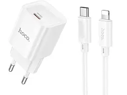 Мережевий зарядний пристрій Hoco C146A Charm Type-C to Lightning cable White (6942007630252)