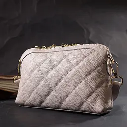 Стильна сумка жіноча через плече з натуральної стьобаної шкіри Vintage 22316 біла - мініатюра 10