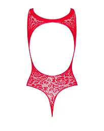 Ажурний бодістокінг із ефектом шнурівки Obsessive B120 teddy red S/M/L, червоний - мініатюра 6