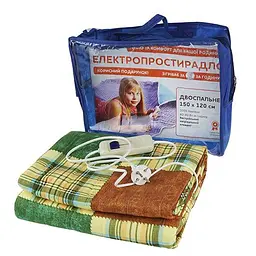 Простирадло з підігрівом, 150х120 см, Клітина салатово-сірий - мініатюра 2