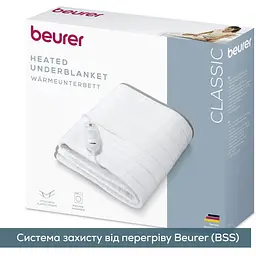 Beurer Електропростирадло Beurer 150х80 см 60 Вт, 3 режими фліс білий - мініатюра 4