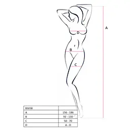 Бодістокінг Passion BS038 white, комбінезон, імітація панчіх і пояса - мініатюра 4