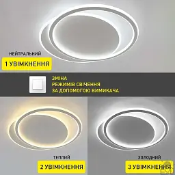 Керована світлодіодна люстра STANDART 80W 2R-ON/OFF-485х410х50-WHITE ESLLSE - мініатюра 2