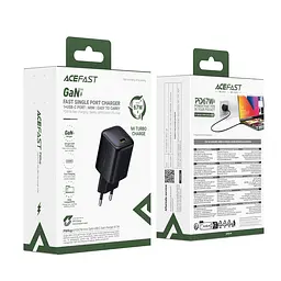 Сітчасте зарядне пристрій ACEFAST A134 PD67W mini GaN USB-C fast charger Чорний - мініатюра 2