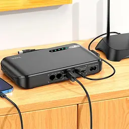 Джерело безперебійного живлення Hoco DB62 Smart Mini UPS для роутерів 5V/9V/12V 20000 mAh Black - мініатюра 7