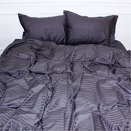 Постільна білизна MirSon Satin Stripe 30-0012 Dark Gray 160х220 полуторний Євро (2200005251966)