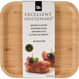 Блюдо сервірувальне Excellent Houseware Wooden Serving Platter 25 x 25 x 2 cm
