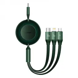 Кабель Baseus Bright Mirror 2 Series Retractable 3-in-1 Cable Type-C to MicroUSB+Lightning+Type-C 100W 1.1m CAMJ010206 Green