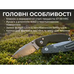 Ніж складаний кишеньковий Ruike P736-AK, (7.5 см) 14C28N / алюміній, сірий - мініатюра 12