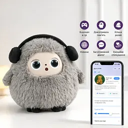 Іграшка зі штучним інтелектом Bobo / Інтерактивна плюшева іграшка BOBO з AI, голосом та LED очима / Розумна іграшка 22х25 см Сірий - мініатюра 3