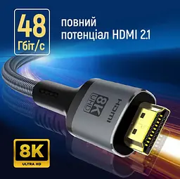 Кабель HDMI Colorway CB-HD089BK UHD v2.1 8K 48Gbit HDR Ethernet ARC 3м - мініатюра 14