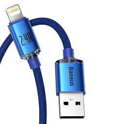 Кабель Baseus Crystal Shine Series Fast Charging Cable USB to Lightning 2.4A 2m CAJY000103 Blue - мініатюра 3