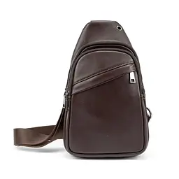 Сумка-слінг чоловіча шкіряна TDING BAG 8010C шоколад - мініатюра 3