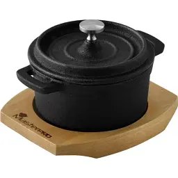Каструля чавунна з кришкою міні з сервер. дошкою MasterPro Foodies сook&share, 10 см, 0,16 л (BGMP-3804-4) - мініатюра 2