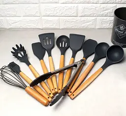 Набір кухонного приладдя Edenberg Silicone kitchen utensils set 12 предметів Чорний - мініатюра 6