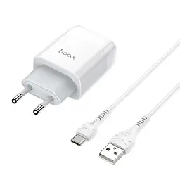 Мережевий зарядний пристрій з кабелем Hoco C73A Glorious dual port charger set(Type-C) 12W білий
