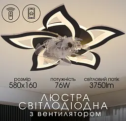 Стельовий світильник-вентилятор YZD5005-Fan (Чорний)