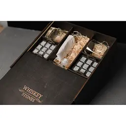 Подарунковий набір Whiskey Stones камені для віскі в дерев'яному пеналі №8 + декантер і 4 склянки Pasabahce + щипці + мішечок - мініатюра 4