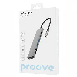 Type-C-Хаб Proove Iron Link 7 in 1 (2*Type-C + 2*USB3.0 + HDMI + SD/TF) - мініатюра 2