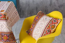 Скатертина Ecotton 150х180 см бавовняна з рогожки бежевий Орнамент Український стиль 21061-1 (25094)