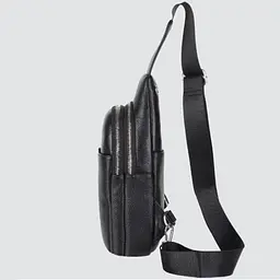 Шкіряний чорний слінг на два відділи Tiding Bag FL-A25F-8803A - мініатюра 10