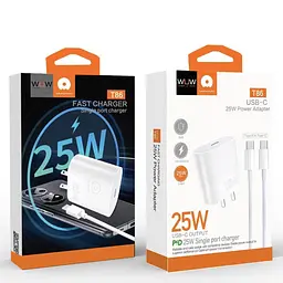 Мережевий зарядний пристрій з кабелем WUW-T86C PD 25W fast charger + USB C to USB C cable set - мініатюра 2