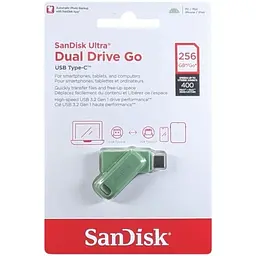 Флеш-накопичувач USB 256Gb Ultra Dual Go, Absinthe Green, Type-C / USB 3.2 Gen 1, до 400 МБ SanDisk teh0029116 - мініатюра 3