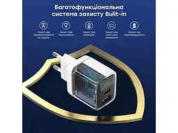 Мережевий зарядний пристрій Choetech PD6052 35 W GAN White (PD6052-EU-WH) - мініатюра 4