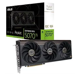 Відеокарта GeForce RTX 5070 Ti, ASUS, ProArt OC, 16Gb GDDR7, 256-bit, HDMI/2xDP/Type-C, 2610/28000 MHz, 16-pin
