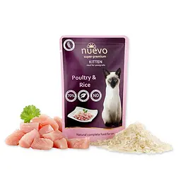 Упаковка паучів для котят з домашнім птахом та рисом Nuevo KITTEN Pouch 85 г