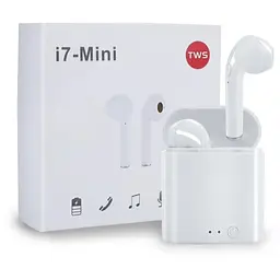 Бездротові блютуз навушники i7 Mini TWS з боксом для заряджання White (au043)