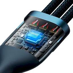 Кабель Baseus Flash Series Ⅱ 3-in-2 Cable USB+Type-C to MicroUSB+Lightning+Type-C 100W 1.2m CASS030103 Blue - мініатюра 4
