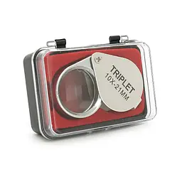 Лупа Voltronic ручна TRIPLET 10X-21mm, складана (брелок), метал-скло, пластикова коробка. 60 * 24 * 18mm. (1152/TR10X-21)