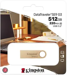 Накопичувач 512GB USB 3.2 Type-A Gen1 DT SE9 G3 Kingston teh0013403 - мініатюра 4
