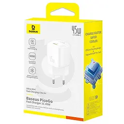 МЗП Baseus PicoGo GaN Fast Charger 45W (1USB-C) (P10176800) Moon White - мініатюра 4
