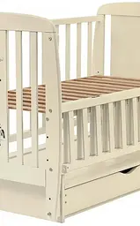 Ліжечко для новонароджених з механізмом заколисування, відкидним бортиком та ящиком "Жирафік" BabyRoom Слонова кістка - мініатюра 3