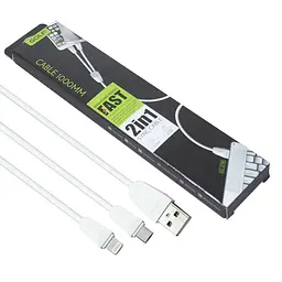 Кабель GOLF GC-27W для iphone та microUSB білий