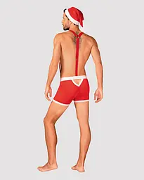 Чоловічий еротичний костюм Санта-Клауса Obsessive Mr Claus S/M, боксери на підтяжках, шапочка з помп - мініатюра 4