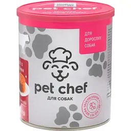 Вологий корм для дорослих собак Pet Chef Паштет м'ясний, з яловичиною, 800 г