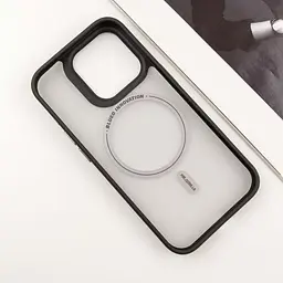 TPU+PC чохол Blueo Skin Friendly Frosted with MagSafe для Apple iPhone 16 Pro Max (6.9) Чорний / Белое кольцо - мініатюра 3