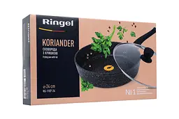 Сковорода RINGEL Koriander 28 см з кришкою глибока прямі борти гранітне покриття ㅤ ㅤ - мініатюра 3