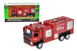 Іграшкова пожежна машина вантажівка Volvo Fire Engine 1:72 Автопром металева 67392, в коробці 13.5х7х5 см