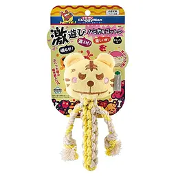 Іграшка для собак DoggyMan Cotton Tiger 18 см з канатом та пищалкою для жування та ігор безпечна та міцна