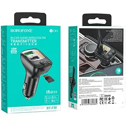 FM трансмітер модулятор Borofone BC41 Eminency QC3.0 Bluetooth чорний - мініатюра 6