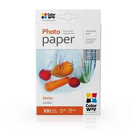 Фотопапір ColorWay матовий 190г/м2 10x15см 100 арк. (PM1901004R)
