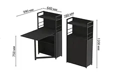 Стіл книжка з етажеркою Практик 1 Ferrum-decor 1200x640x990 Чорний метал ДСП Сосна Кембра 16 мм (FRD-104613) - мініатюра 2