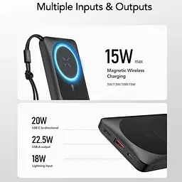 Зовнішній акумулятор VEGER Wireless 10000mAh 38.5Wh 3.85V Black (VG-W1151-B) - мініатюра 5
