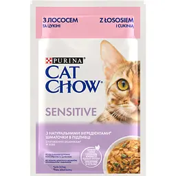 Вологий корм для котів Cat Chow Sensetive з лососем та цукіні 85 г