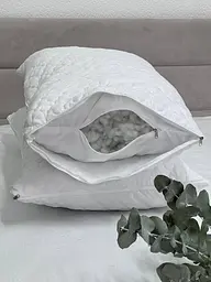 Подушка Ecotton 50х70 см антиалергенна подвійна з чохлом наволочкою на блискавці із мікрофібри біла White (19003)