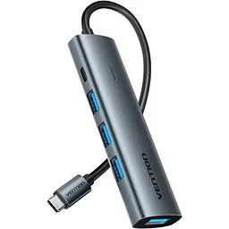 Хаб USB 3.0 Type-C -> 4xUSB 3.0/1xUSB-C, 5Gbps, Чорний Vention